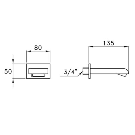 Stella Casanova Настенный излив для ванны 0/250, цвет: хром, артикул CS 09000 CR00
