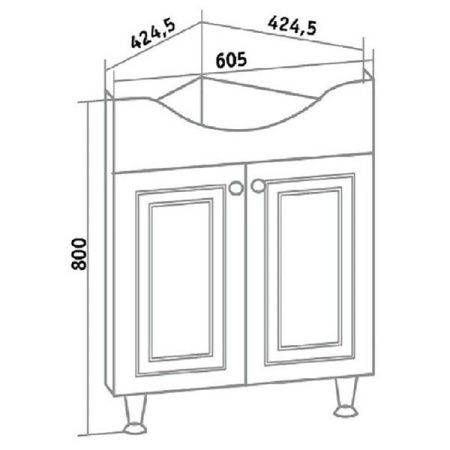 Тумба под раковину Runo Классик 65 4620750028244 угловая Белая