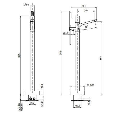 Fima Carlo Frattini Nomos Go Смеситель для ванны, напольный, с ручным душем, цвет: хром, артикул F4164/4NCR