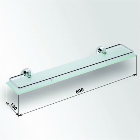 Полка стеклянная OMEGA с бортиком 600*55*130, артикул 104102212