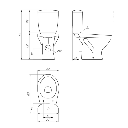 Унитаз Cersanit компакт MELAR 031 3/6 DPL EO slim (64234), артикул 64234