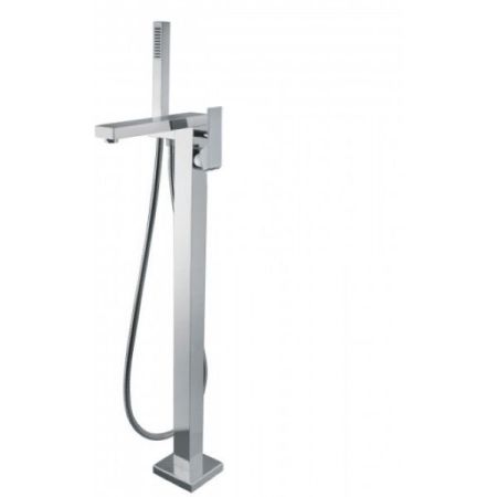 Fiore Kube, однорычажный напольный смеситель для ванны с ручным душем, цвет хром, артикул 100CR8554