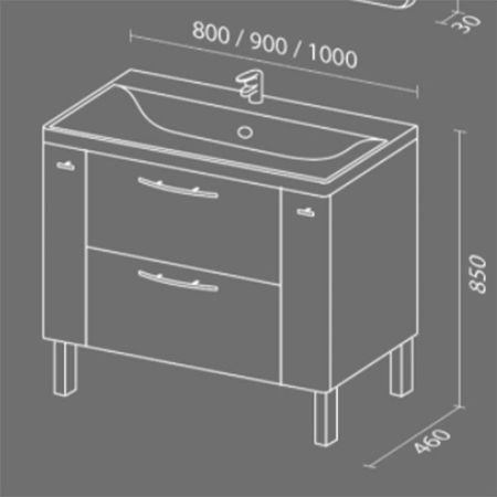Тумба с раковиной SanVit Комфорт 90 kkomf090 с фактурой под дерево Шелк Сталь