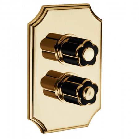 Bongio Fleur Noir Встраиваемый термостатический смеситель (1 источник), цвет золото/черный фарфор (без встраиваемой части 09787), артикул 12544OREU