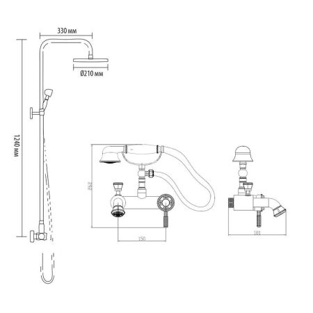 Душевая система Bronze de Luxe WINDSOR 10124F, бронза, артикул 10124F