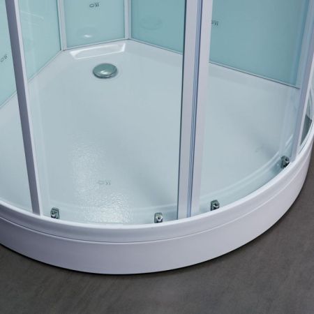 Душевая кабина SSWW W1017 90х90 с гидромассажем профиль Белый задняя стенка Белая