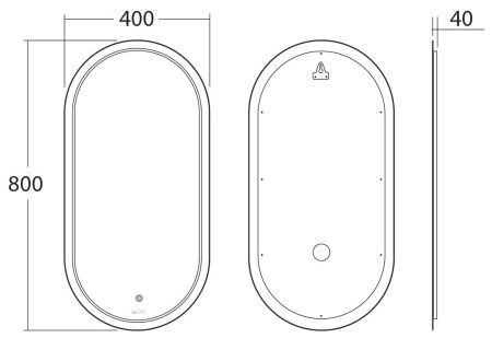 Langas Зеркало с LED подсветкой, 400х800