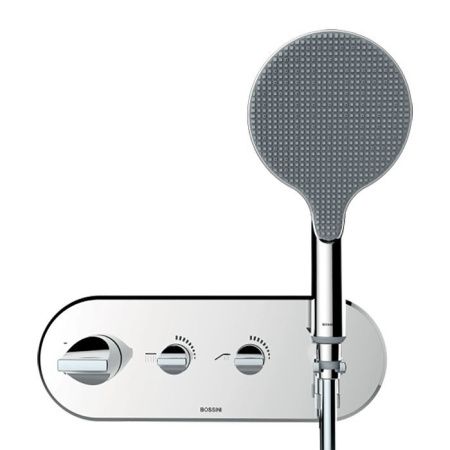 Смеситель для душа, Bossini, APICE, тип открывания воды-вентильный, тип регулирования воды-термостатический картридж, монтаж-настенный встраиваемый, на 2 выхода, внутренняя часть-необходимо заказать, в комплекте-ручной душ круглый, диаметр душевой лейки,м Смеситель для душа, Bossini, APICE, тип открывания воды-вентильный, тип регулирования воды-термостатический картридж, монтаж-настенный встраиваемый, на 2 выхода, внутренняя часть-необходимо заказать, в комплекте-ручной душ круглый, диаметр душевой лейки,м