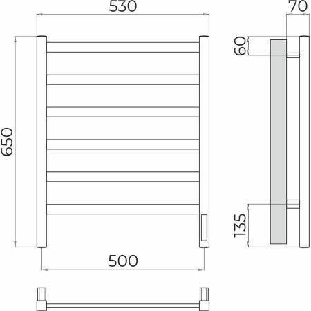 Полотенцесушитель электрический Terminus Ното П6 50х65, артикул 4670078544520