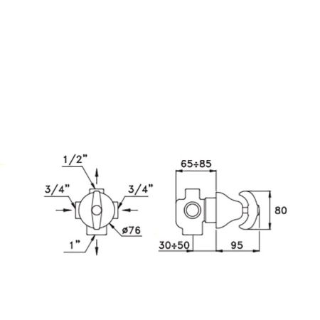 Stella Roma Встраиваемый переключатель для ванны/душа 0/150 3/4”, цвет: хром, артикул RM 01201 CR00