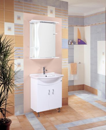 Шкаф-зеркало Onika Лилия 65 белый, правый, с подсветкой, артикул 206511