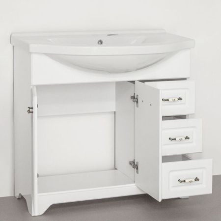 Тумба "Олеандр-2 100" (3 ящ.) под умывальник Эльбрус 100, Люкс белая