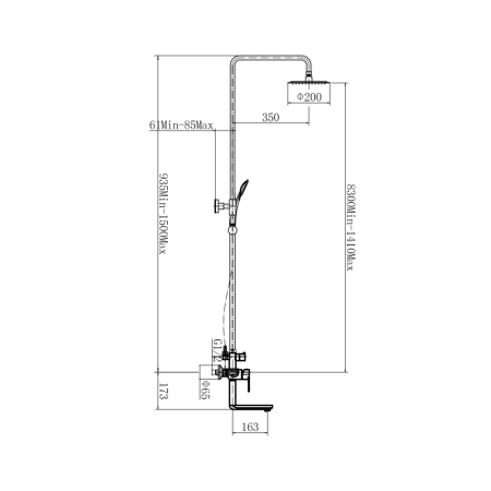 Душевая система FASHUN A52419-17, графит, артикул A52419-17