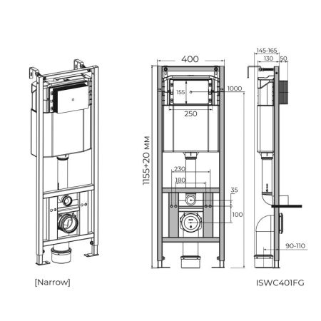 Инсталляция для подвесного унитаза Knotlor ISWC401FG, бирюзовый, артикул ISWC401FG
