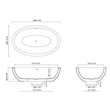 MOMA ELITE Ванна 1900х1200х550 мм., отдельностоящая, с переливом, с сифоном и донным клапаном, White Stonage, цвет белый матовый, артикул ELO301900.MWS