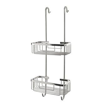 Gedy, решётка прямоугольная 2-х уровневая на душевое стекло с 2-я крючками (24х17,5хh63), цвет хром