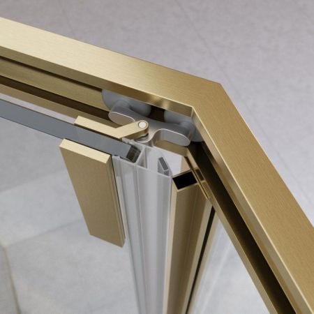 RELAX-304-P-1-100-C-BORO Душевой уголок, отделка Брашированное золото, артикул RELAX-304-P-1-100-C-BORO