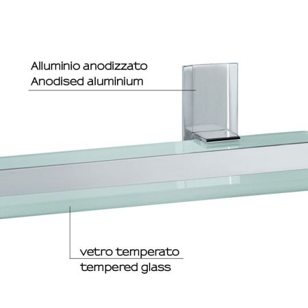 Gedy, стеклянная полка с бортиком, длина 30 см, цвет цвет зачищенный хром, артикул CD18(38)