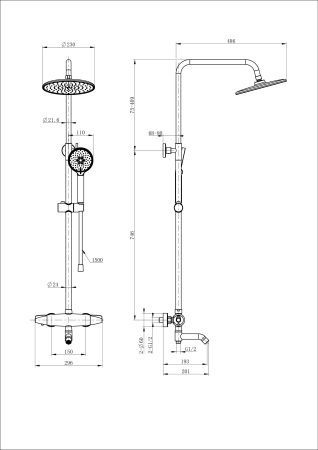 Душевая система с термостатом WONZON & WOGHAND CAPSULE, Брашированное золото (WW-B3031-A3-BG), артикул WW-B3031-A3-BG