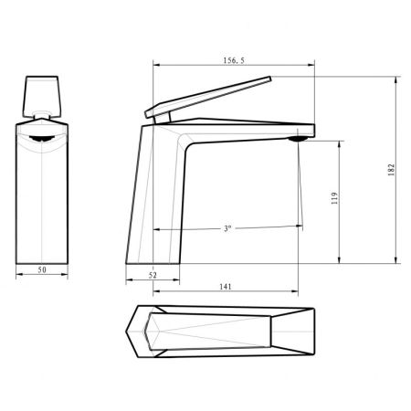 Смеситель для умывальника VENTURO черный + хром, артикул 371-b