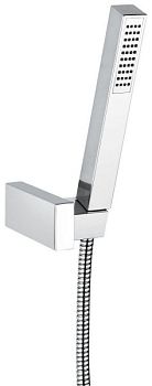 Emmevi, набор ручного душа 122: квадратная лейка из ABS, шланг 150 см из латуни и держатель лейки из ABS, цвет хром