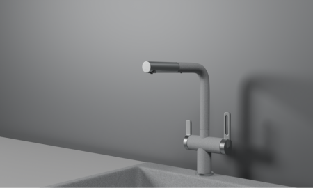 Смеситель для кухни GRANULA с выдвижным изливом и подключением к фильтру (8170, БАЗАЛЬТ), артикул 8170, БАЗАЛЬТ