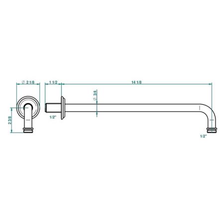 THG MANDARINE METAL Держатель верхнего душа 358 мм., настенный, цвет хром, артикул U1A-A02-84BC