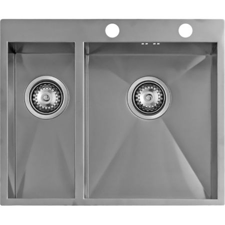 Мойка Seaman Eco Marino SMV-Z-575DL, два отверстия (Ø35мм), комплектация с вентиль-автоматом