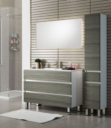 Тумба с раковиной SanVit Кубэ-3 75 kkube3075 с фактурой под дерево Шелк Сталь, артикул kkube3075