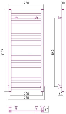 Полотенцесушитель водяной МОДУС 1000х400 (Матовая Шампань), артикул 022-0250-1040