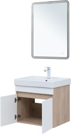 Тумба под раковину Aquanet Оптима 60 дуб светлый/белый сатин, артикул 00344799