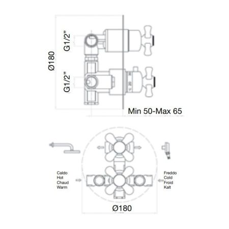 Смеситель для душа встраиваемый с термостатом Webert Ottocento OT970902015, хром