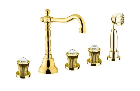 Смеситель на борт ванны Fiore VENERE SKY (SWAROVSKI®) 13OO0607, золото, артикул 13OO0607