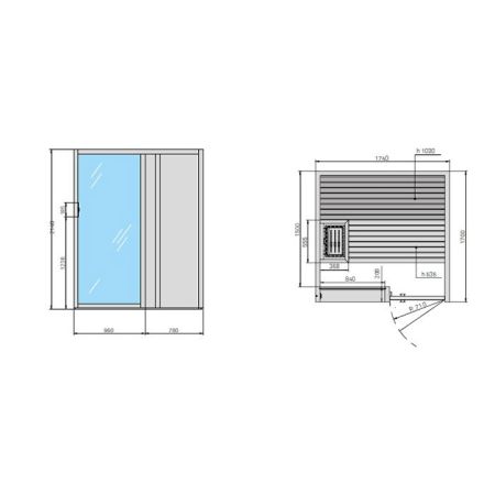 Effegibi Yoku S Door Био-Сауна 174x170h214см, DX, цвет: черный орех, артикул BI 70 20 0013