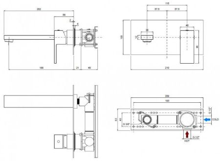Смеситель для раковины встраиваемый CEZARES UNIKA-BLI1
