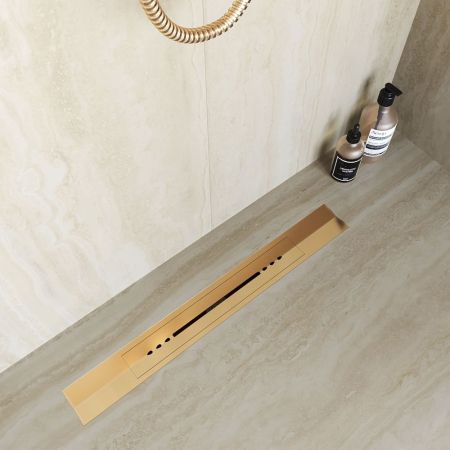 Душевой трап, обрезной, V-образный золото BRUSH RGW SDR-53Gb