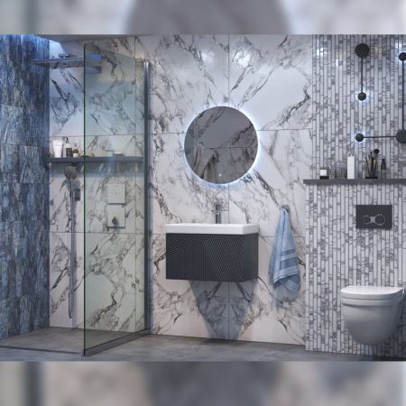 Тумба под раковину подвесная Velvex Edge tp.EDG.9696.60.1Y графит, 60 см, артикул tp.EDG.9696.60.1Y графит