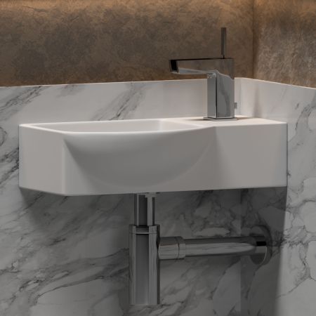 Умывальник подвесной прямоугольный  с крепежом (чаша слева, отверстие под смеситель справа) Element 400*220*120мм CN6039L, артикул CN6039L