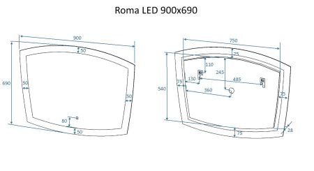 Зеркало с подсветкой ART&MAX ROMA AM-Rom-900-700-DS-F, артикул AM-Rom-900-700-DS-F