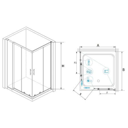 Душевой уголок RGW HO-42 (HO-31 + Z-41) (800x1100, Прозрачное)