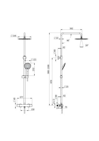 Душевая система Cersanit  BRASKO BLACK с термостатом (64527), артикул 64527