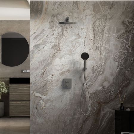 Душевой комплект Inspire VSFW-3I21T2GM встраиваемый, термостатический, 2 режима, вороненая сталь, артикул VSFW-3I21T2GM