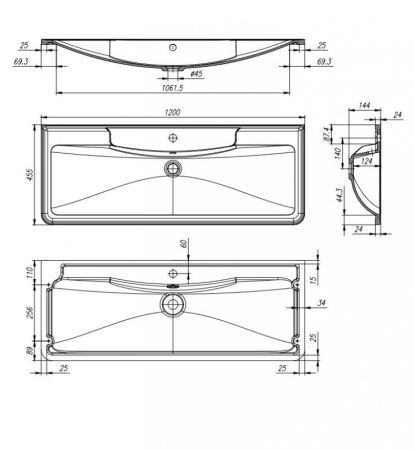 Мебель для ванной комнаты BELBAGNO ALBANO-1200, артикул BB1200/455-LV-ART-ALR-NERO