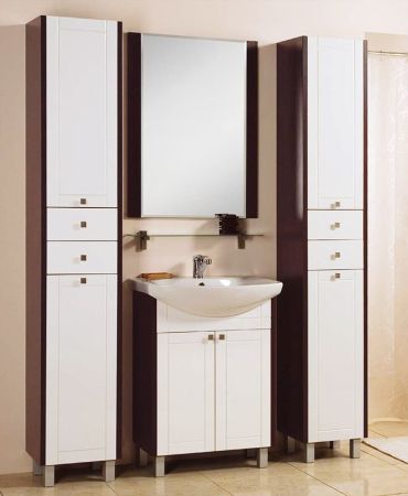 Тумба под раковину Акватон Alpina 1A133401AL 1A133401AL500 белая глянцевая с венге, артикул 1A133401AL500