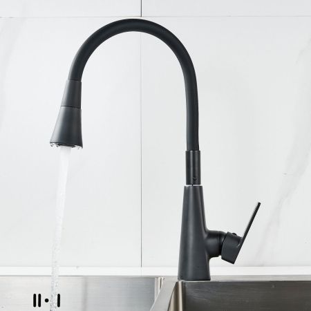 Смеситель для кухни с гибким изливом Raffine F313H-3, черный