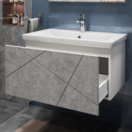 Тумба под раковину подвесная VIGO Geometry 035 бетон, 80 см, артикул 035 бетон