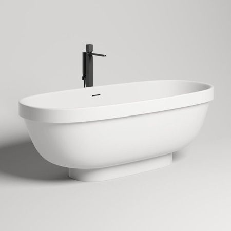 Salini GRECA Ванна отдельностоящая 1800х800х610мм, донный клапан, сифон, интегр. слив-перелив, мат-л: S-stone -матовый;, белый. Фурнитура: белая., артикул 103121M