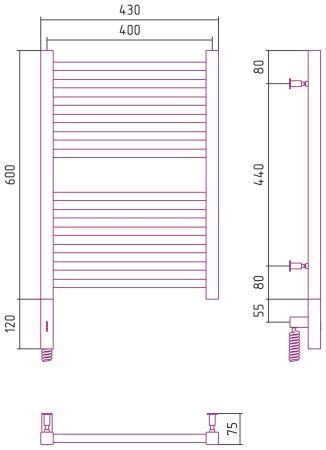 Полотенцесушитель электрический "МОДУС 3.0" 600х400 / МЭМ левый (Белый), артикул 12-5700-6040