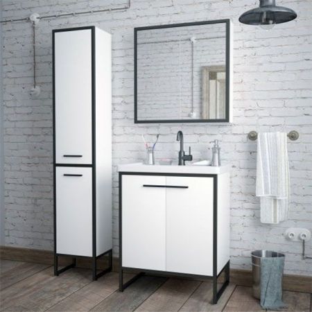 Шкаф-пенал "Айрон 35", черный/белый, артикул SD-00000410