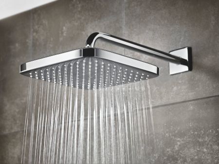 Верхний душ GROHE Tempesta 250 CUBE, квадратный + Душевой кронштейн 380 мм, хром (26682000), артикул 26682000